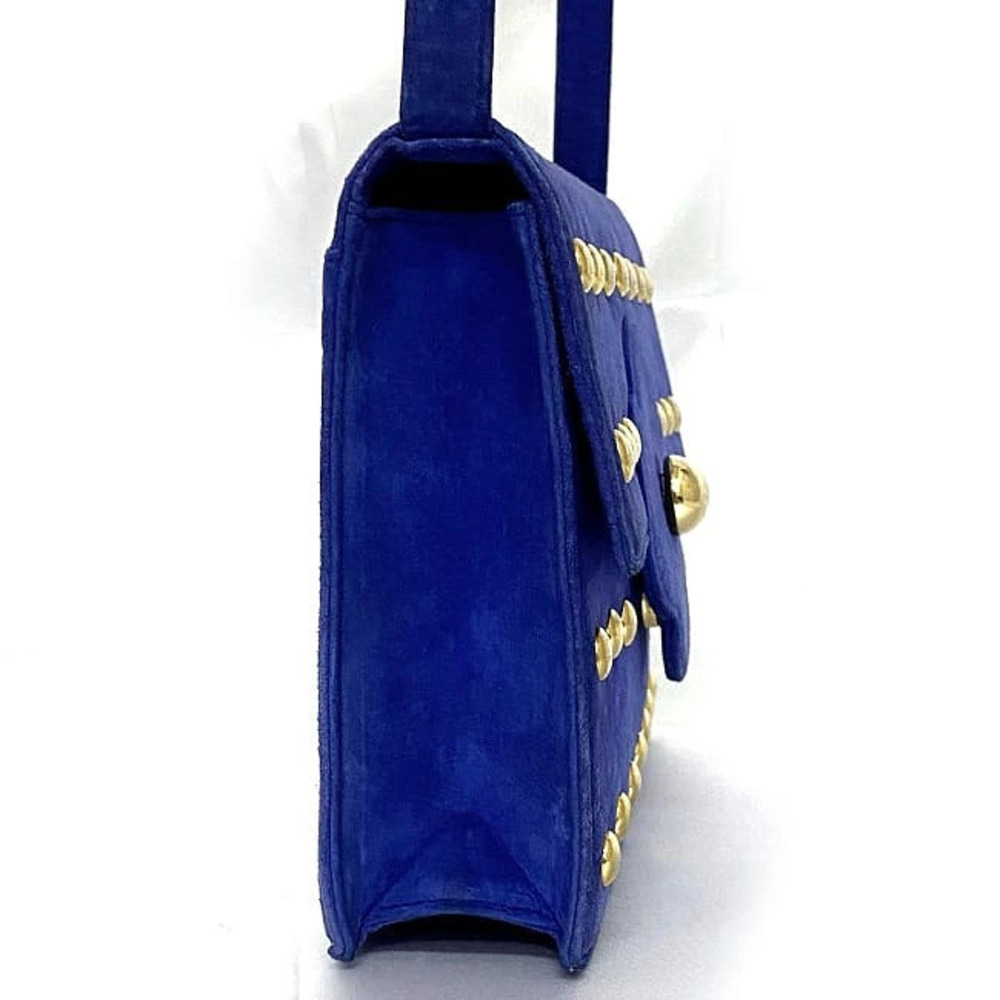 Saint Laurent  YSL Bag Studs Flap Gold Suede Luxury Blue Shoulder Yves